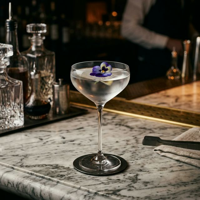 Tequila Martini Cristalino con Decoración Minimalista